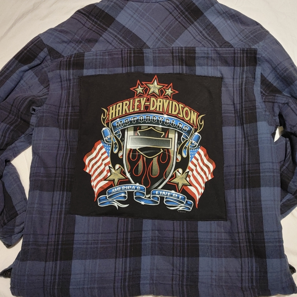 Harley Davidson upcycled flannel
